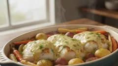 Ugnsbakad fisk med dill och senapssås – enkel klassiker som alla älskar