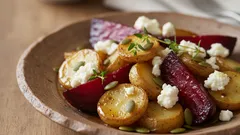 Upptäck enkel och hälsosam vardagslyx med rostade rotfrukter och getost